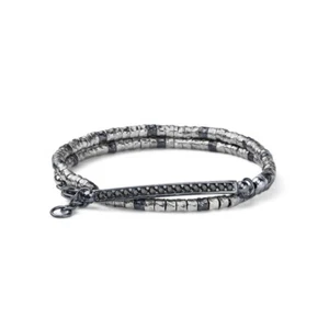 BRACCIALETTO UOMO COLLEZIONE M. C. STERLING ARGENTO E ARGENTO NERO DUE GIRI. - Foto 1 di 1