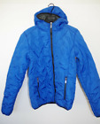 MUSTANG sz S JACKET BOMBER ZIP SPONGES HOODED QUILTED BLUE TRAVEL SPORTS HOOD