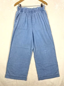 H&M & Denim Wide Leg Jeans Womens 8 Girl Friend Fit Pockets Paperbag Beach - Picture 1 of 12