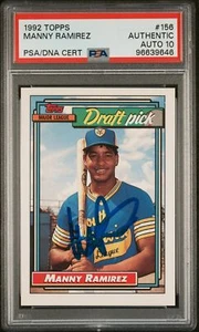Manny Ramirez 1992 Topps Signed Baseball Rookie Card #156 Auto Graded PSA 10 - Picture 1 of 2