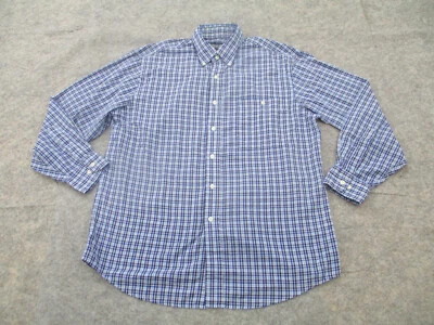 Lands End Shirt Mens Medium Blue White Plaid Button Up Adult Casual - Image 1 of 4