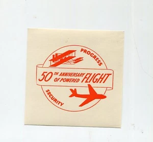 Vintage Label 50TH Anniversary of Powered flight AIRPLANES PLANES red - Picture 1 of 2
