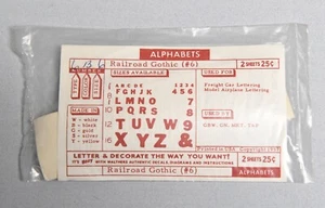 WALTHERS TRAIN DECALS HO ALPHABETS  RAILROAD GOTHIC #6  6-13-6 - Picture 1 of 2