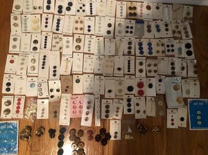 Vintage Sewing Button Lot Carded Buttons 50s 60s 110+ Cards Streamline La Mode - Picture 1 of 24