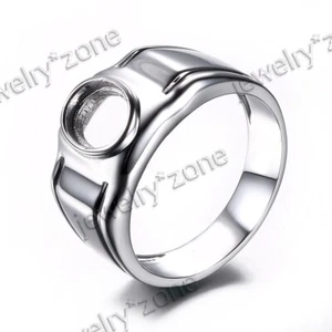 Sterling Silver 925 Band Oval Semi Mount Wedding Anniversary Ring Bezel Setting - Picture 1 of 3