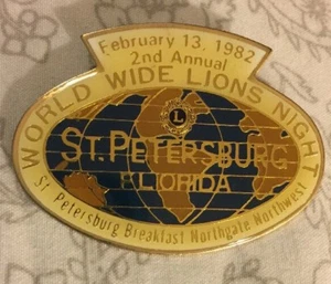 Lions Club Pin - World Wide Lions Night 1982 St. Petersburg FL - Picture 1 of 4