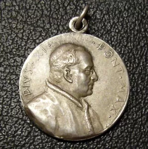 ITALIEN ROM 1934 PAPST PIUS XI. & "CHRISTE ET BENEDICIMUS" VATIKAN DESIGN, SILBER - Bild 1 von 12