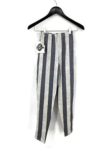 Vtg New Crazee Wear Pants Baggy Leggings Childs Medium Grey Stripe - Picture 1 of 5