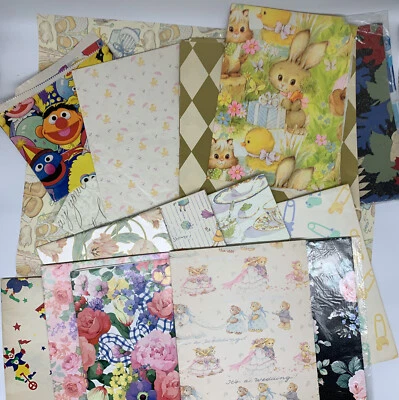 VTG Lot of 16 Different Patterns of Assorted Sheets of Gift Wrap Wrapping Paper - Image 1 of 4