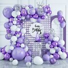 Silver Confetti Balloons White Baby Shower Purple Balloon Arch Kit  Girl