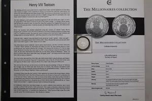 🧠🇬🇧 UK GB STERLING SILVER WITH COA HENRY VIII TESTOON B78 #206 MÊS - Picture 1 of 5