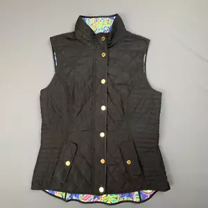 Lilly Pulitzer Getaway Weste Damen Medium schwarz gesteppt Hot Spot Print Puffer - Bild 1 von 7
