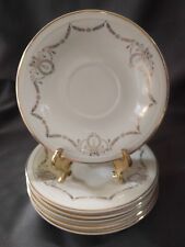 Edwin M Knowles China ADAMS Gold Laurel Swag Semi Vitreous 6 cup saucer plates