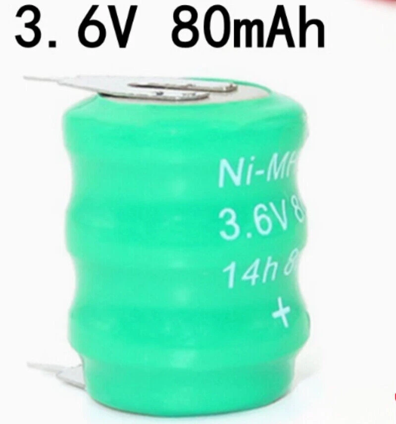 10 celdas de batería recargables con botón Ni-MH 80mAh 3.6V 14h 8mA envío gratuito a EE. UU. Foto 1 de 1