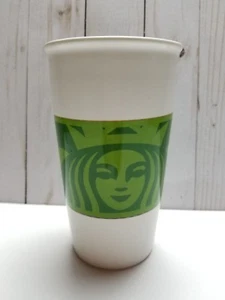 Starbucks 2012 White Ceramic w/Green Sleeve 12 oz. Tumbler - Picture 1 of 7