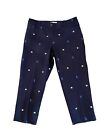 Talbots Perfect Crop Embroidered Crab & Lobster Navy Blue Pants Size 12 Petite