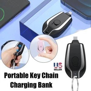 Portable Mini Keychain Power Bank Emergency Pod Charger For Phone Type-c 1500mAh - Picture 1 of 18