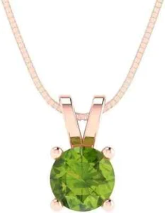 Solid 10K Rose Gold 0.50 ctw Natural Peridot Solitaire Pendant Without Chain - Picture 1 of 4
