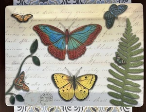 Pottery Barn Melamine Rectangular 19 3/4" x 14 1/2" Butterfly Tray Never Used - Picture 1 of 2