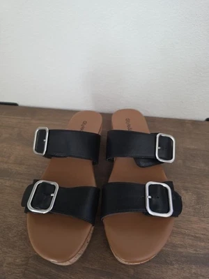 Style & Company Womens Temppest Slip On Buckle Wedge Sandals Black Size 6.5M  - Image 1 of 4