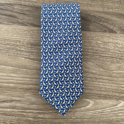 "Corbata Brooks Brothers para hombre 100 % seda patrón canguro 62"" azul" Foto 1 de 4