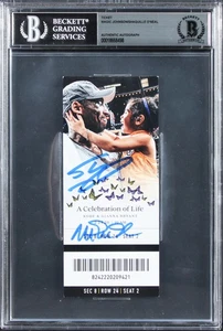 Shaquille O'Neal & Magic Johnson Signed Kobe Bryant COL Ticket BAS Slabbed - Picture 1 of 2