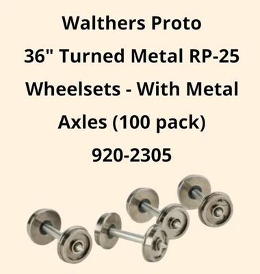 Walthers Proto 36" Turned Metal Wheelsets With Metal Axles (100-Pack) HO Scale - Image 1 of 2
