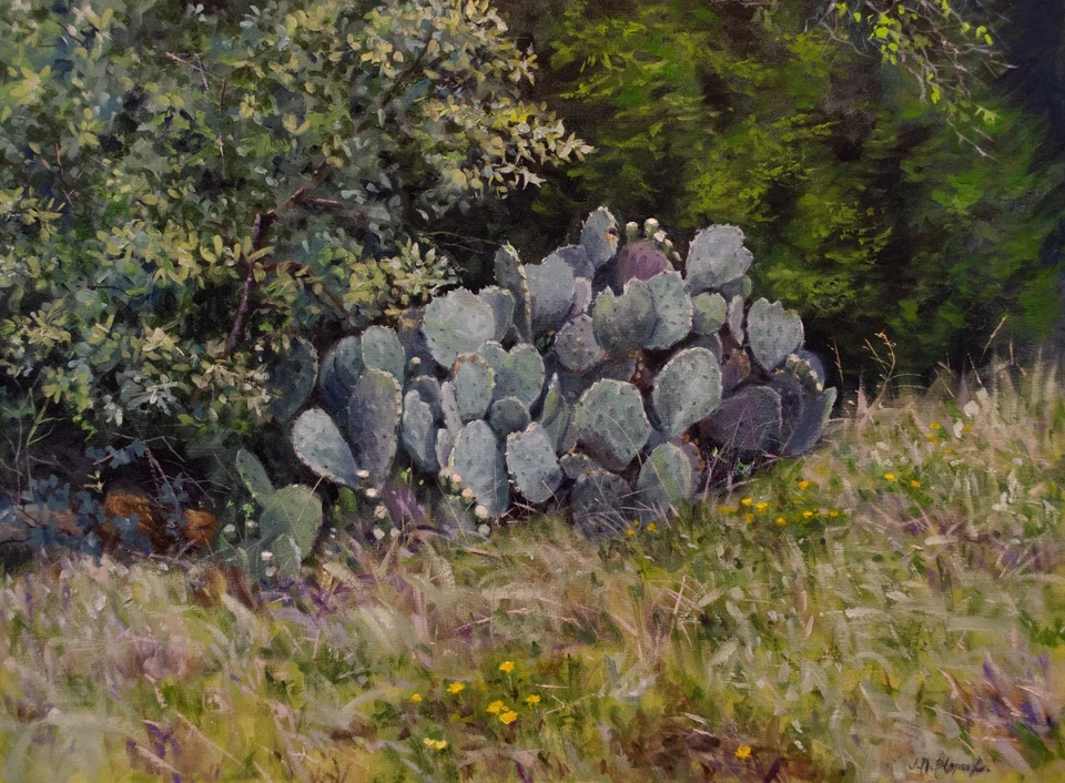 Cactus de Texas. Pintura al óleo 18 x 24". Paisajes occidentales Foto 1 de 1