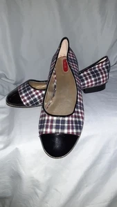 MARK Midnight /White & Red Plaid Fabric Slip On Flat Shoes Ladies Size 10 N - Bild 1 von 12
