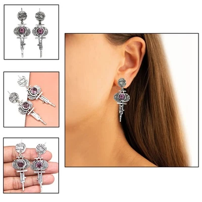 925 Silver Amethyst Sterling Gemstone Earring Jewelry Handmade Earrings Purple - Image 1 of 4