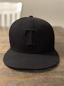 Texas Rangers Hat Cap Fitted Mens 6 3/4 Black MLB Baseball Wool New Era - Picture 1 of 7