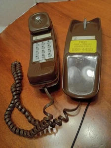 Vintage AT&T braun Trimline Drucktaste Festnetz Telefon Wand/Schreibtisch Film Requisite getestet  - Bild 1 von 5