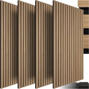 ® Set Di 4 Pannelli Acustici Effetto Legno, Pannelli Fonoassorbenti Decorativi p - Foto 1 di 12