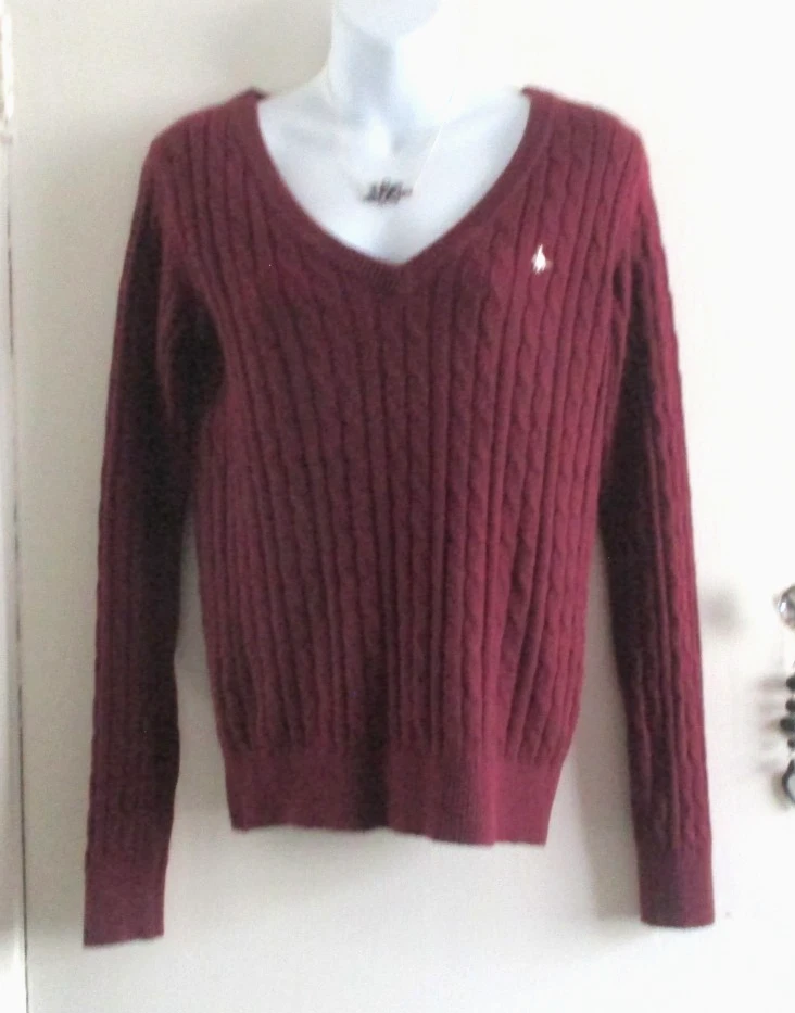 JACK WILLS SIZE 6 LADIES STRETCH BURGUNDY WITH MERINO WOOL V-NECK JUMPER - Image 1 of 4
