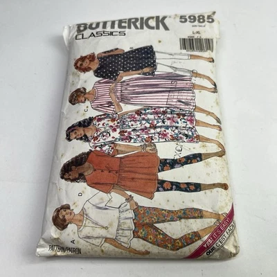 Vintage Butterick Sewing Pattern 9585 1980s Dress Shirt Top Pants - Image 1 of 4