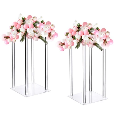 Hochzeit Blume Stand Vase Säule Acryl Blume Stand 15.7" Hoch Blume Rack Pack 2 - Bild 1 von 4