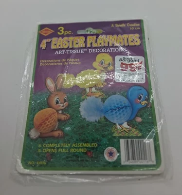 Easter Cutouts, 4 inch, blue bird, bunny, chick Easter 1991, Vintage Beistle - Image 1 of 3