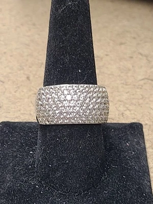 Anillo banda circón blanco rodio sobre plata de ley 3,58 talla 10 Foto 1 de 2