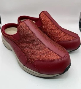 NUOVE scarpe da donna Easy Spirit Traveltime rosse zoccoli mulo glitter taglia 8,5WW - Foto 1 di 6