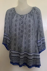 Blusa Top Manga 3/4 Rosa y Tomillo Usada en Excelente Condición Botón Frontal Mangas Campana Talla 1X - Imagen 1 de 5