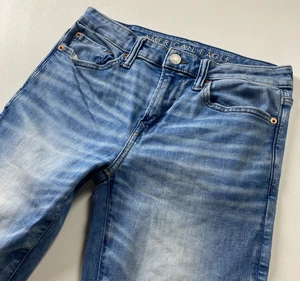 American Eagle Skinny Jeans Mens 30x30 Light Wash Whisker Slim Airflex 360 Denim - Picture 1 of 15