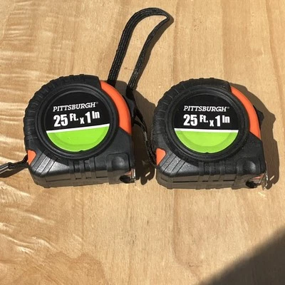 2x Pittsburgh 25ft x 1 Inch Quick Find Tape Measure With ABS Casing - Image 1 of 3