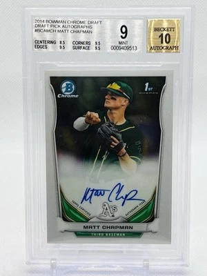 2014 MATT CHAPMAN Bowman Chrome 1st Draft Pick Rookie (Autograph 10-Mint 9)🔥⚾️ - Image 1 of 2
