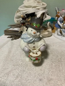 LENOX SNOWMAN WINTER RHYTHM PLAYING DRUM 6 5/8" TALL "RARE" - Picture 1 of 5