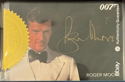 2012 JAMES BOND ROGER MOORE GOLD AUTOGRAPH CARD EBAY COA PSA CASE INCENTIVE - Image 1 of 4
