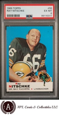 1969 Topps #55 Ray Nitschke PSA 6 - Image 1 of 2