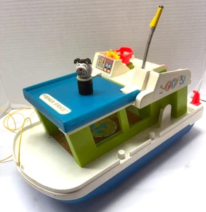 Vintage 1972 Fisher Price Little People Happy House Boat #985 with 3 Figures - Picture 1 of 15
