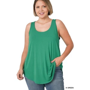 3 canottiere Kelly verde scollo a scoop orlo tondo Zenana taglie forti comode fresche - Foto 1 di 13