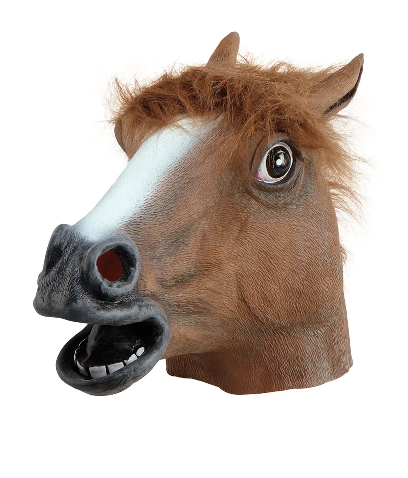 Horse Racing Races Race Mask Adults Stag Night Fun Latex Mask Deluxe Fancy Dress - Image 1 of 1