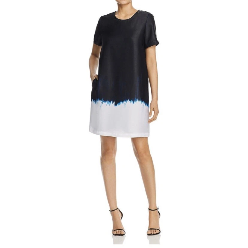 Kenneth Cole, vestido recto satinado tie dye sumergido, pequeño Foto 1 de 4